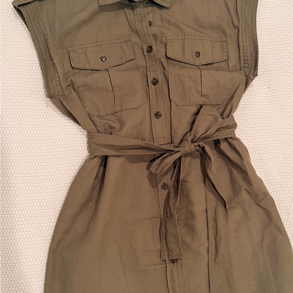 Banana Republic Linen Blend Shirt Dress in Olive
